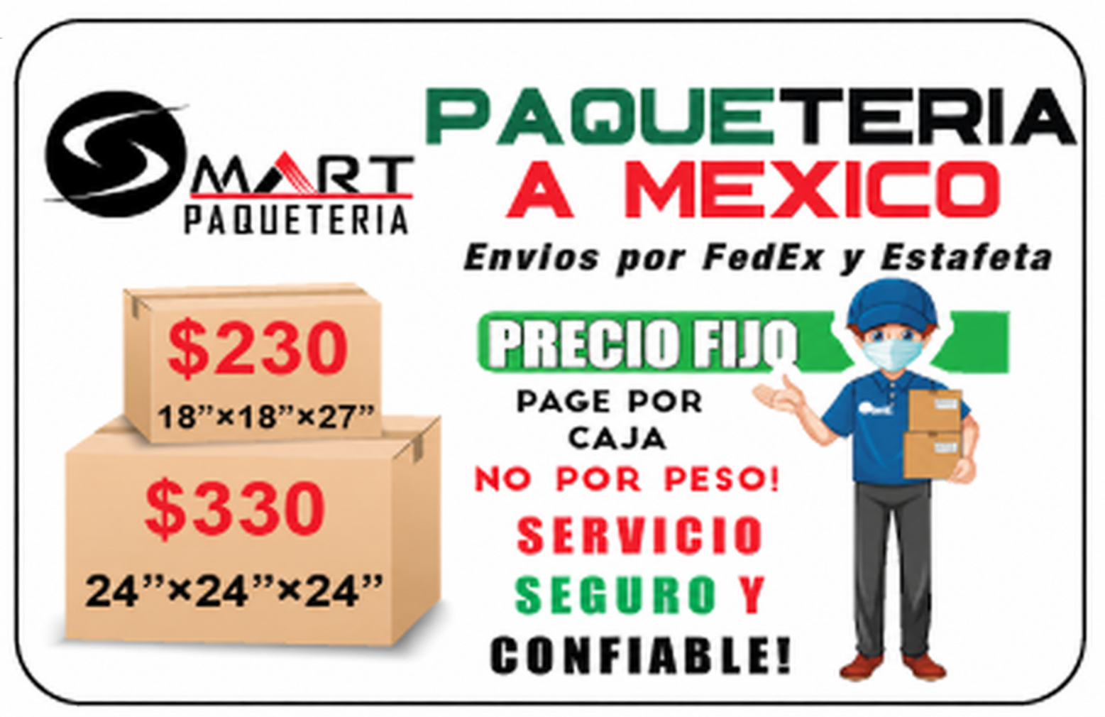 Paquetería a México, cajas desde $230